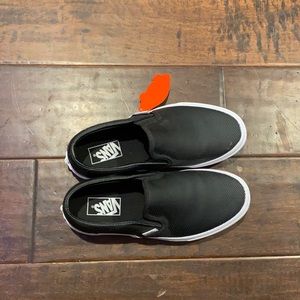 brand new black leather slip on vans